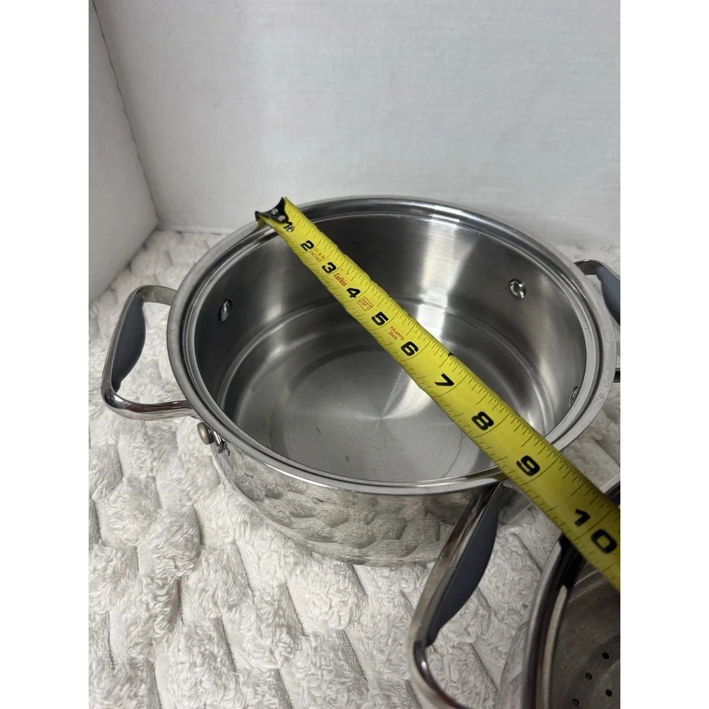 Belgique Stainless Steel Stackable Steamer Strainer Boiler Pot 2 Set 3QT